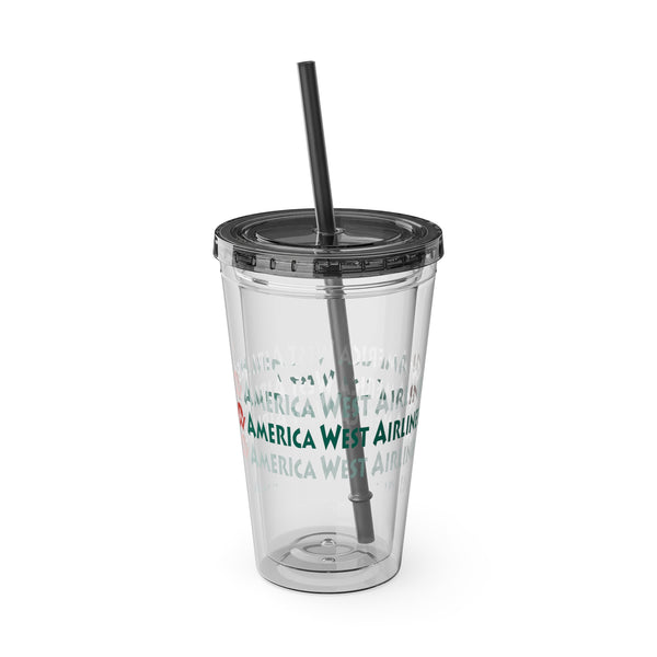 America West Airlines Fade Logo -  Tumbler with Straw, 16oz