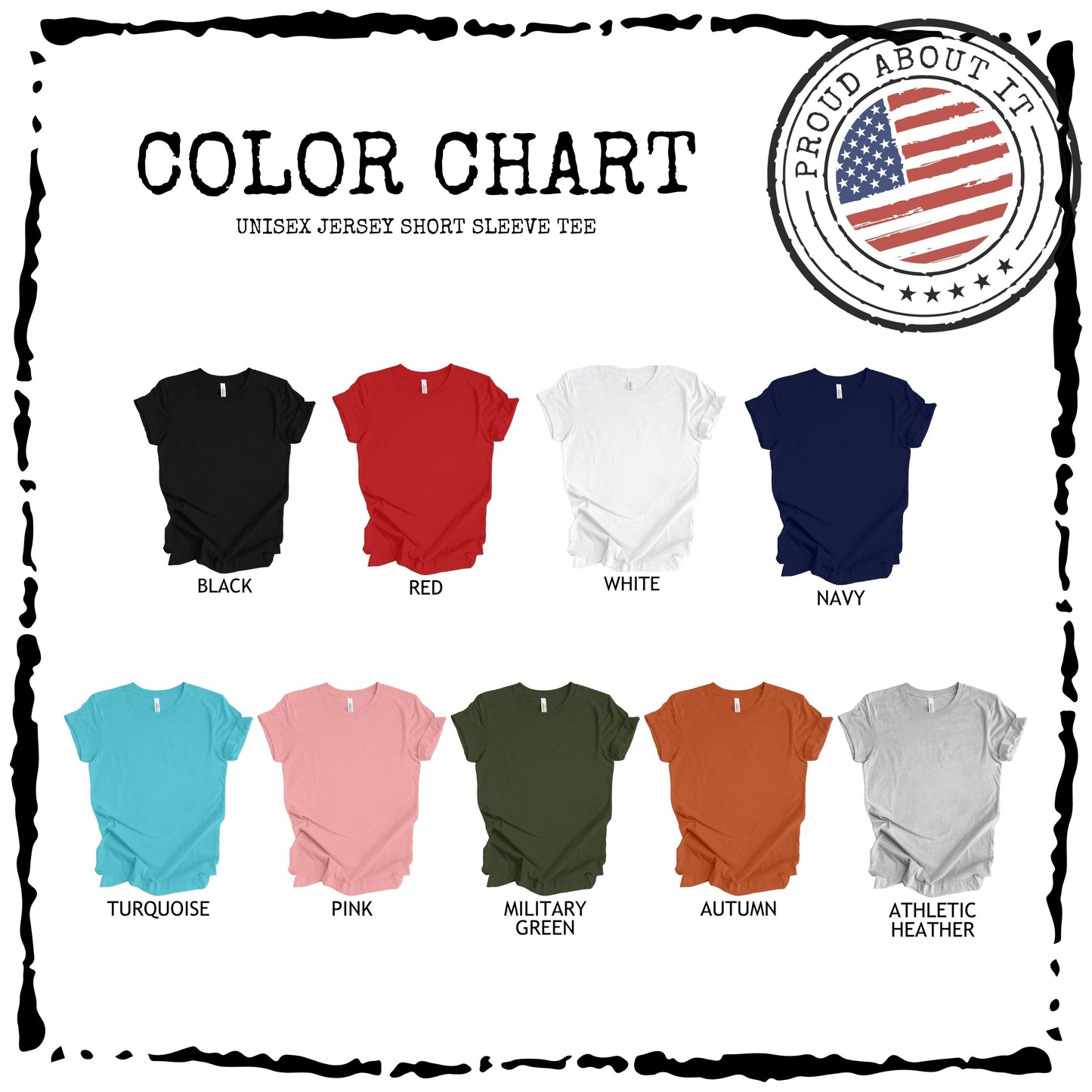Gulf of America Unisex T-shirt Color Chart