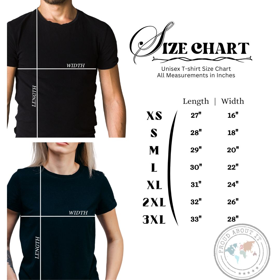 Unisex T-shirt Size Chart
