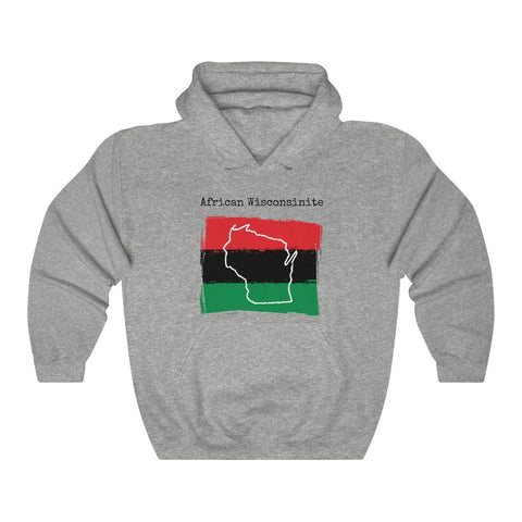 sport grey African Wisconsinite Unisex Hoodie– African Ancestry, Wisconsin Pride 