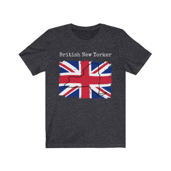 dark heather grey British New Yorker Unisex T-Shirt - British Ancestry, New York Style
