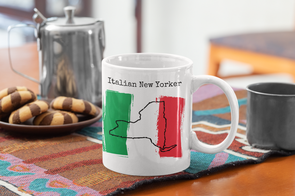 Coffee and cookies with an Italian New Yorker Ceramic Mug - Italy Heritage, New York Style