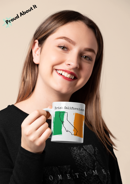 woman drinking from Irish Californian Ceramic Mug