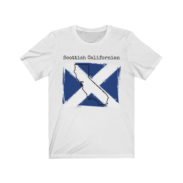 white Scottish Californian Unisex T-Shirt - Scottish Heritage, California Style