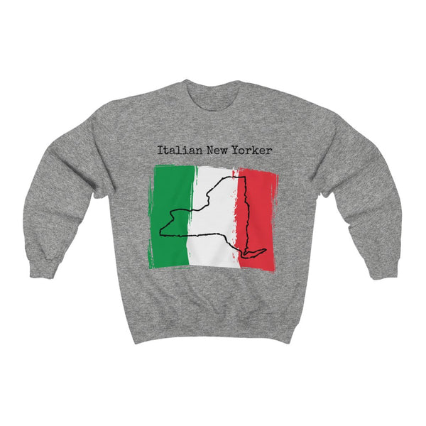 heather grey Italian New Yorker Unisex Sweatshirt - Italy Heritage, New York Style