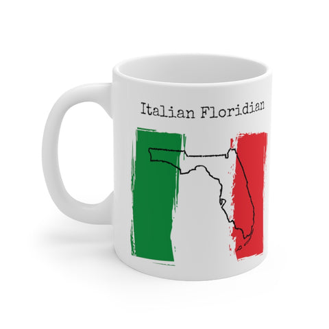 left view Italian Floridian Ceramic Mug | Italian Heritage, Florida Pride