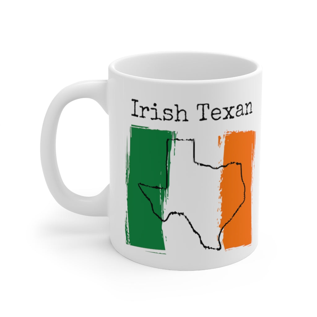 left view Irish Texan Ceramic Mug - Irish Pride, Texas Pride