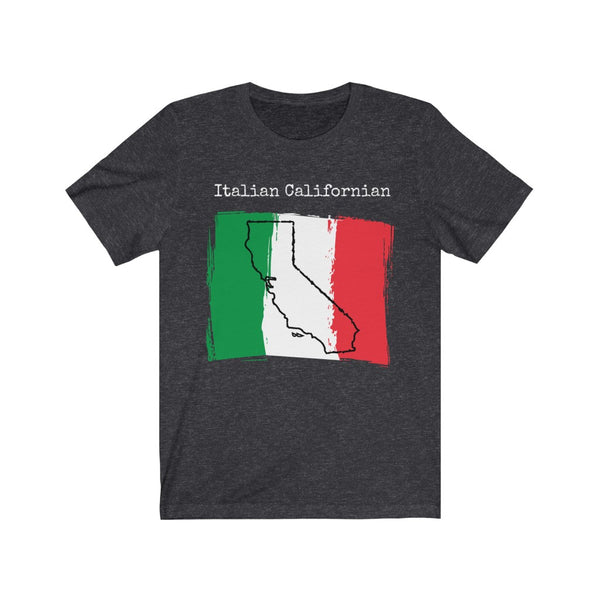 dark heather grey Italian Californian Unisex T-Shirt – Italian Heritage, California Style