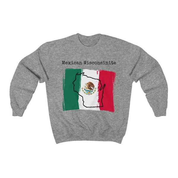 heather grey Mexican Wisconsinite Unisex Sweatshirt - Mexican Pride, Wisconsin Pride