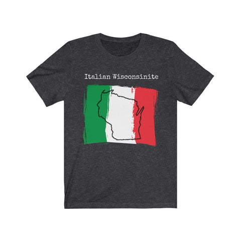 dark heather grey Italian Wisconsinite Unisex T-Shirt – Italian Heritage, Wisconsin Pride