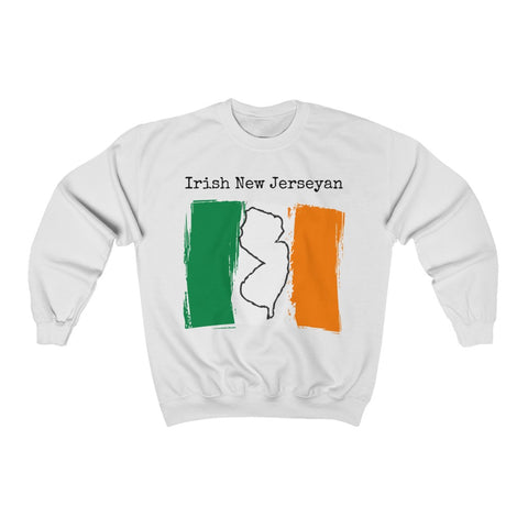 white Irish New Jerseyan Unisex Sweatshirt - Irish Pride, New Jersey Pride