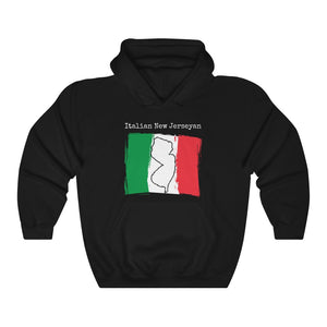 black Italian New Jerseyan Unisex Hoodie | Italian Heritage, New Jersey Pride