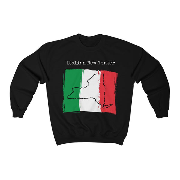 black Italian New Yorker Unisex Sweatshirt - Italy Heritage, New York Style
