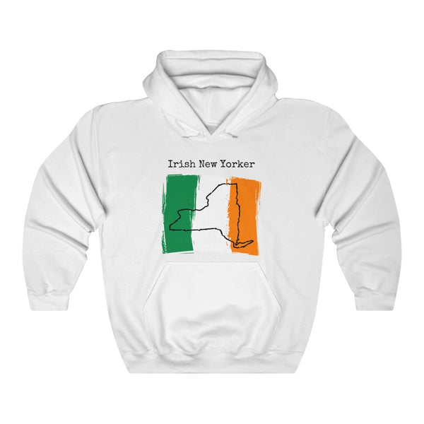 white Irish New Yorker Unisex Hoodie | Irish Pride, New York Style