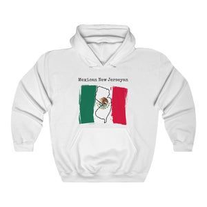 white Mexican New Jerseyan Unisex Hoodie | Mexican Pride, New Jersey Pride