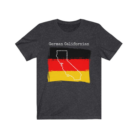 dark heather grey German Californian Unisex T-Shirt - German Ancestry, California Style