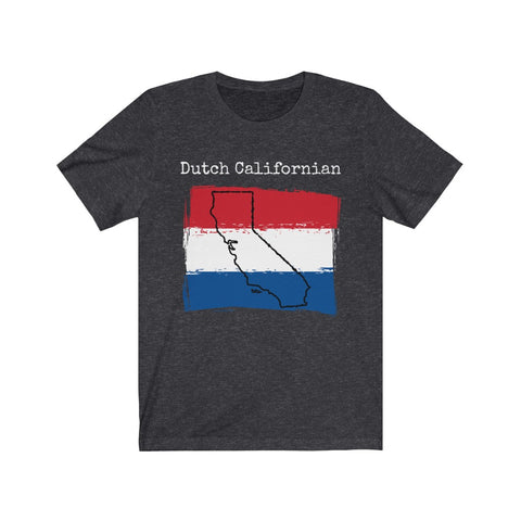 dark heather grey Dutch Californian Unisex T-Shirt - Dutch Heritage, California Style