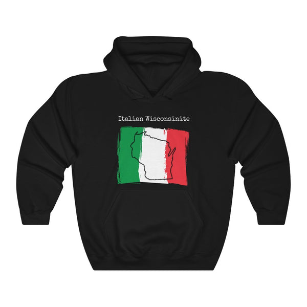 black Italian Wisconsinite Unisex Hoodie | Italian Heritage, Wisconsin Pride