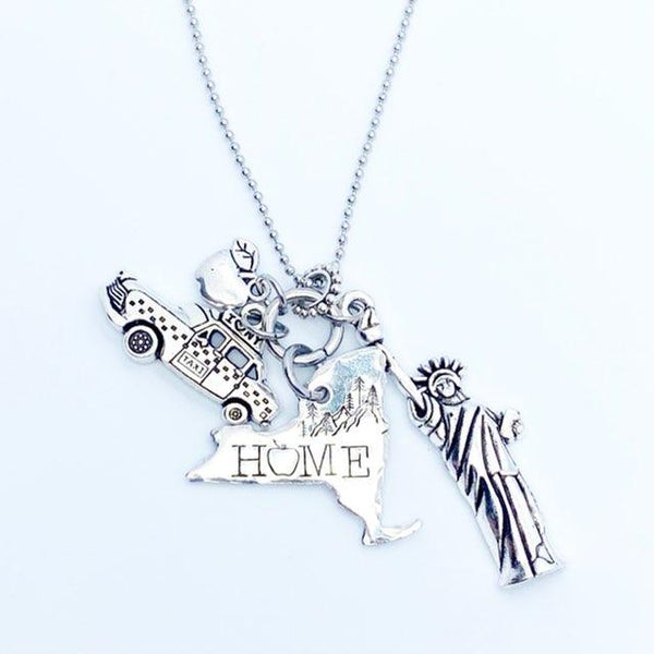 closeup view New York Home Charm Necklace