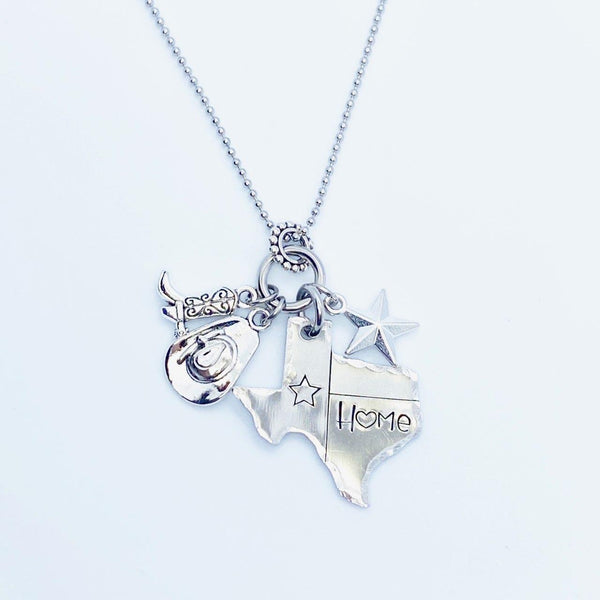 closeup view of Texas Home Charm Necklace – Texan Pride - Texas Heritage