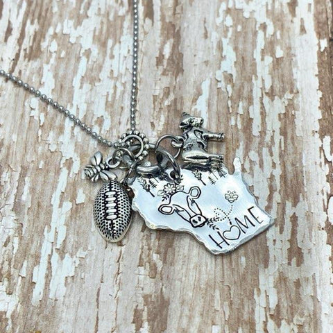 main view Wisconsin Home Charm Necklace 