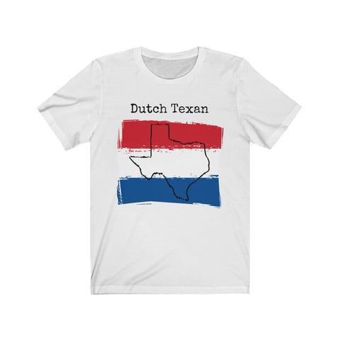 white Dutch Texan Unisex T-Shirt – Dutch Heritage, Texas Pride