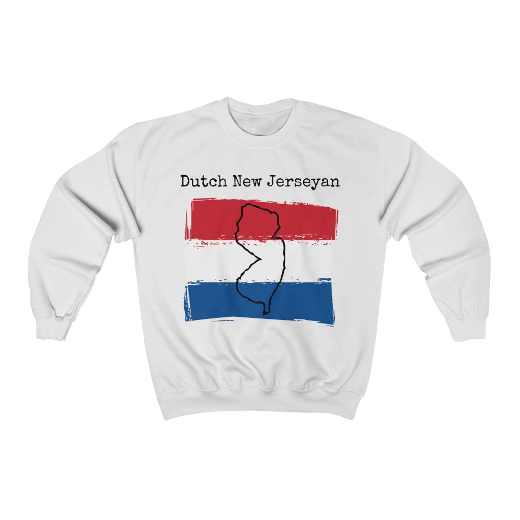 white Dutch New Jerseyan Unisex Sweatshirt - Dutch Culture, New Jersey Pride