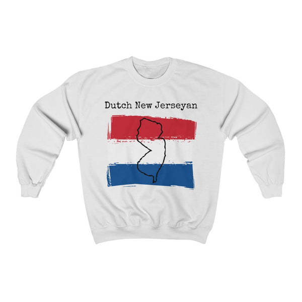 white Dutch New Jerseyan Unisex Sweatshirt - Dutch Culture, New Jersey Pride