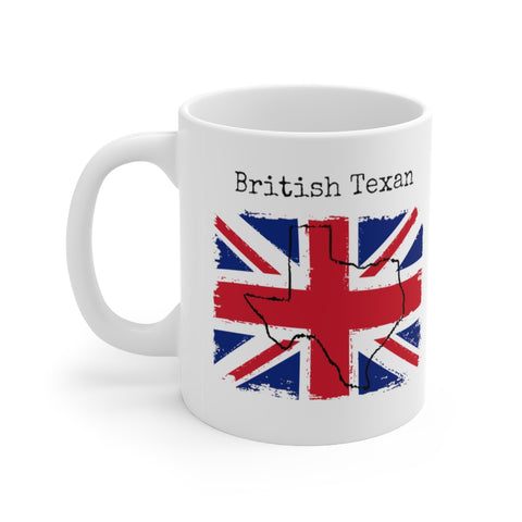 left view British Texan Ceramic Mug - British Ancestry, Texas Pride