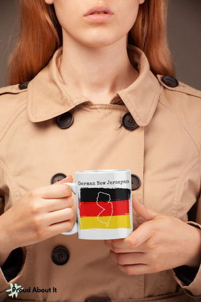 woman holding a German New Jerseyan Ceramic Mug | German Ancestry, New Jersey Pride