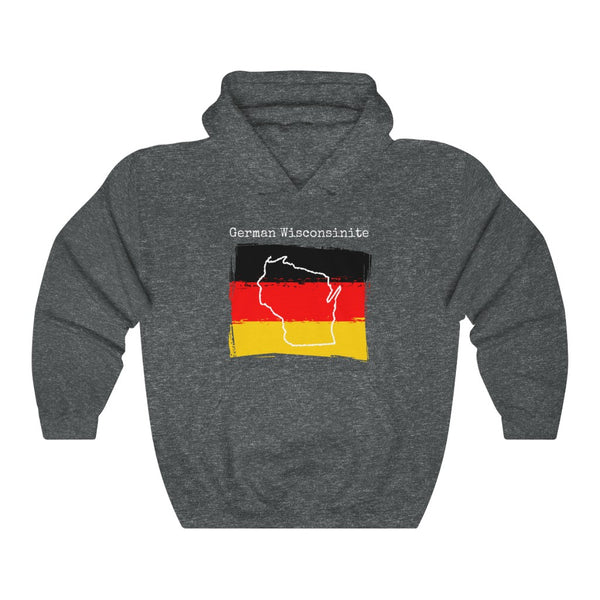 dark heather grey German Wisconsinite Unisex Hoodie | German Heritage, Wisconsin Pride