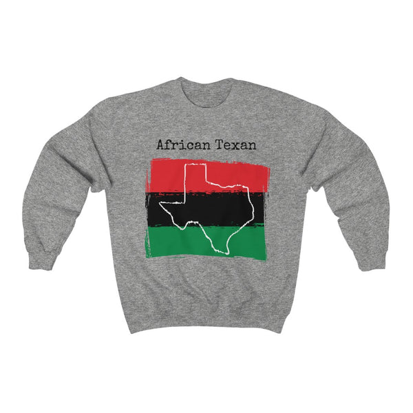 sport grey African Texan Unisex Sweatshirt - Africa Ancestry, Texas Pride 