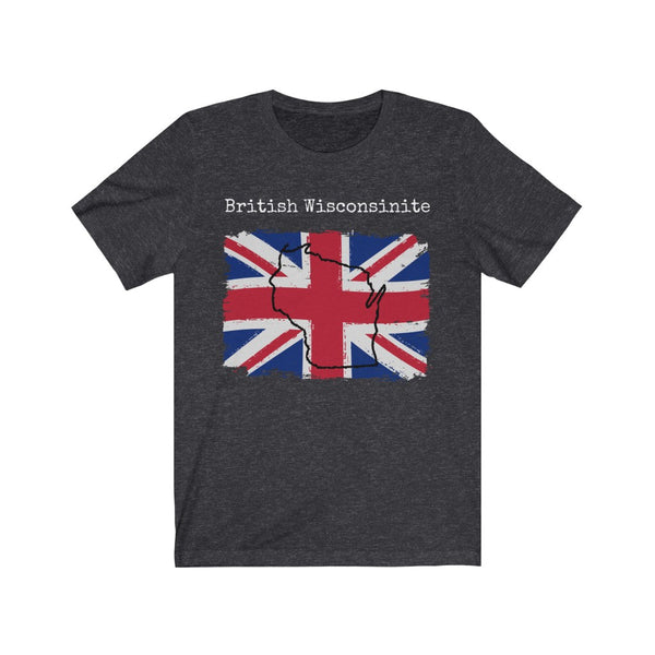dark heather grey British Wisconsinite Unisex T-Shirt – British Ancestry, Wisconsin Pride