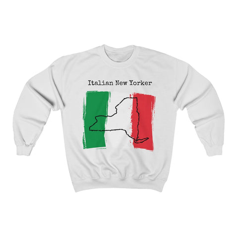 white Italian New Yorker Unisex Sweatshirt - Italy Heritage, New York Style