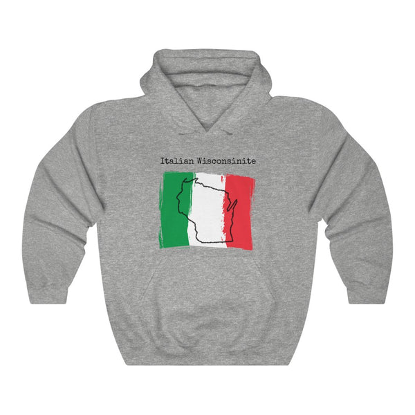 sport grey Italian Wisconsinite Unisex Hoodie | Italian Heritage, Wisconsin Pride