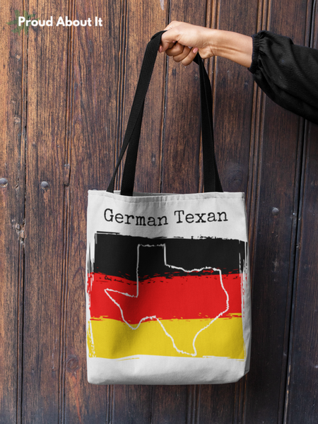 woman's arm holding a German Texan Tote - German Ancestry, Texas Pride