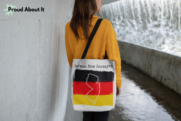 woman carrying a German New Jerseyan Tote - German Ancestry, New Jersey Pride
