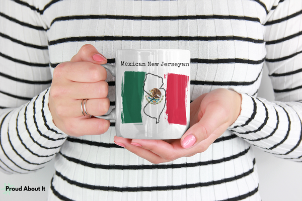 woman holding a Mexican New Jerseyan Ceramic Mug | Mexican Pride, New Jersey Pride