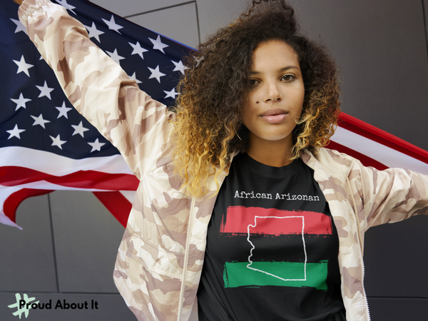 woman wearing a black African Arizonan Unisex T-Shirt