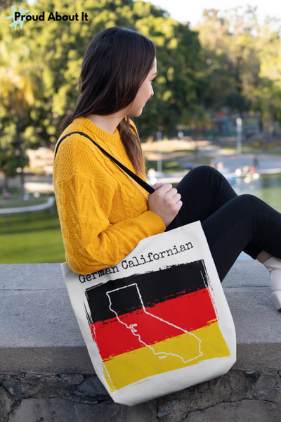 woman at park carrying a German Californian Tote - German Ancestry, Californian Style