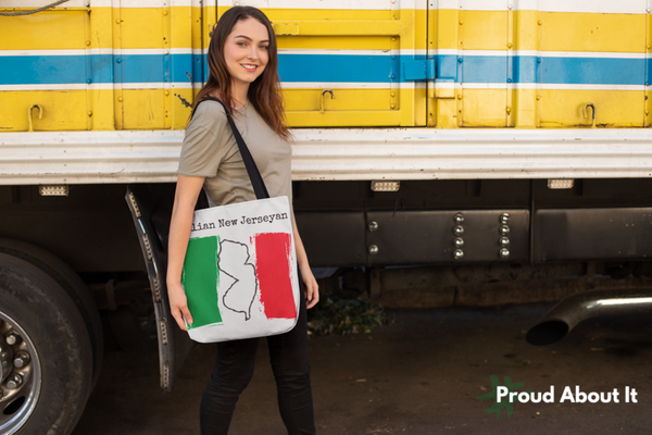 woman carrying an Italian New Jerseyan Tote - Italian Heritage, New Jersey Pride