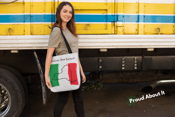 woman carrying an Italian New Yorker Tote - Italian Heritage, New York Style